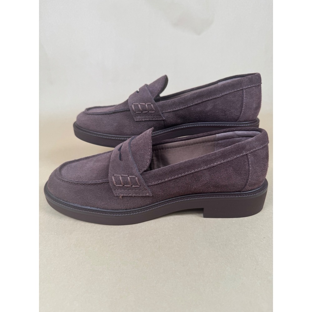 Dolce Vita Womens 7.5 Suede Penny Loafers Dark Brown Chunky Sole Flats Slip On
